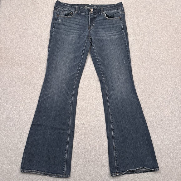 American Eagle Stretch Artist Flare Jeans Women's 10 Low Rise Medium Wash Denim - Picture 1 of 9